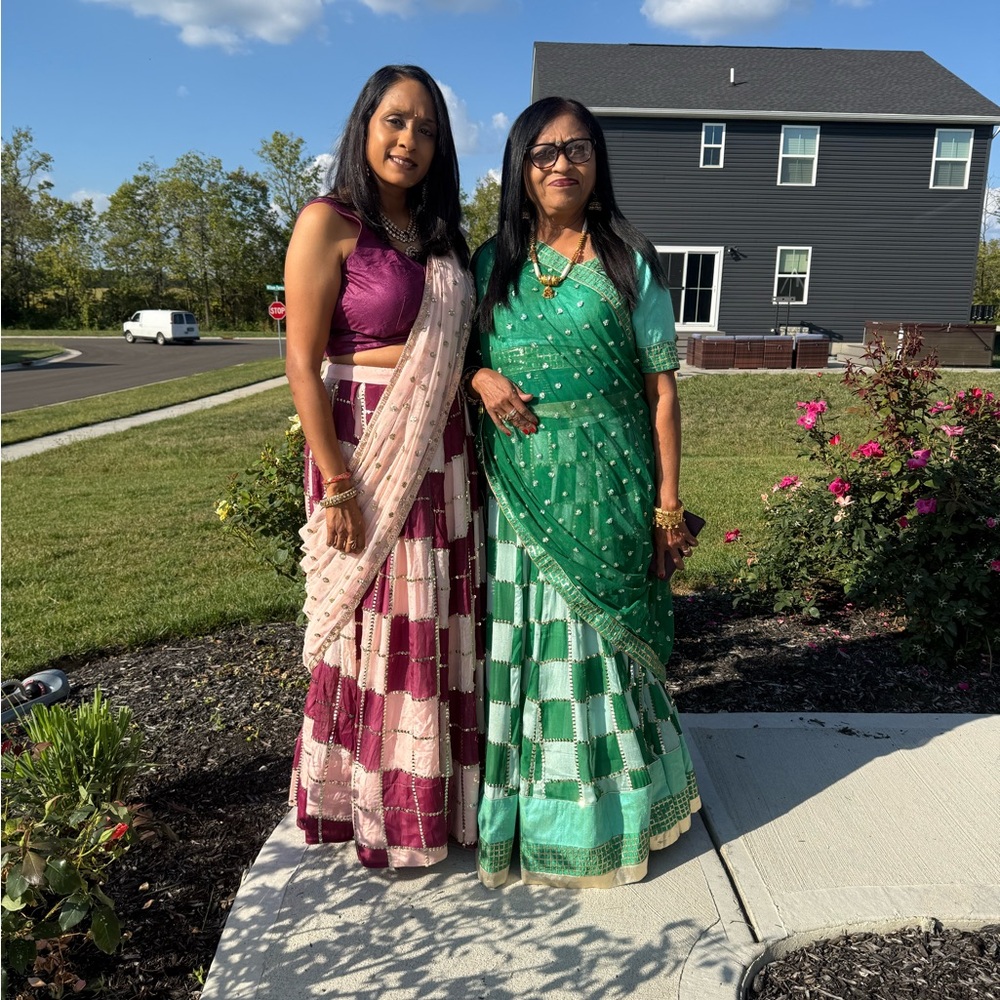 Elegant Green and Purple Women Lehenga